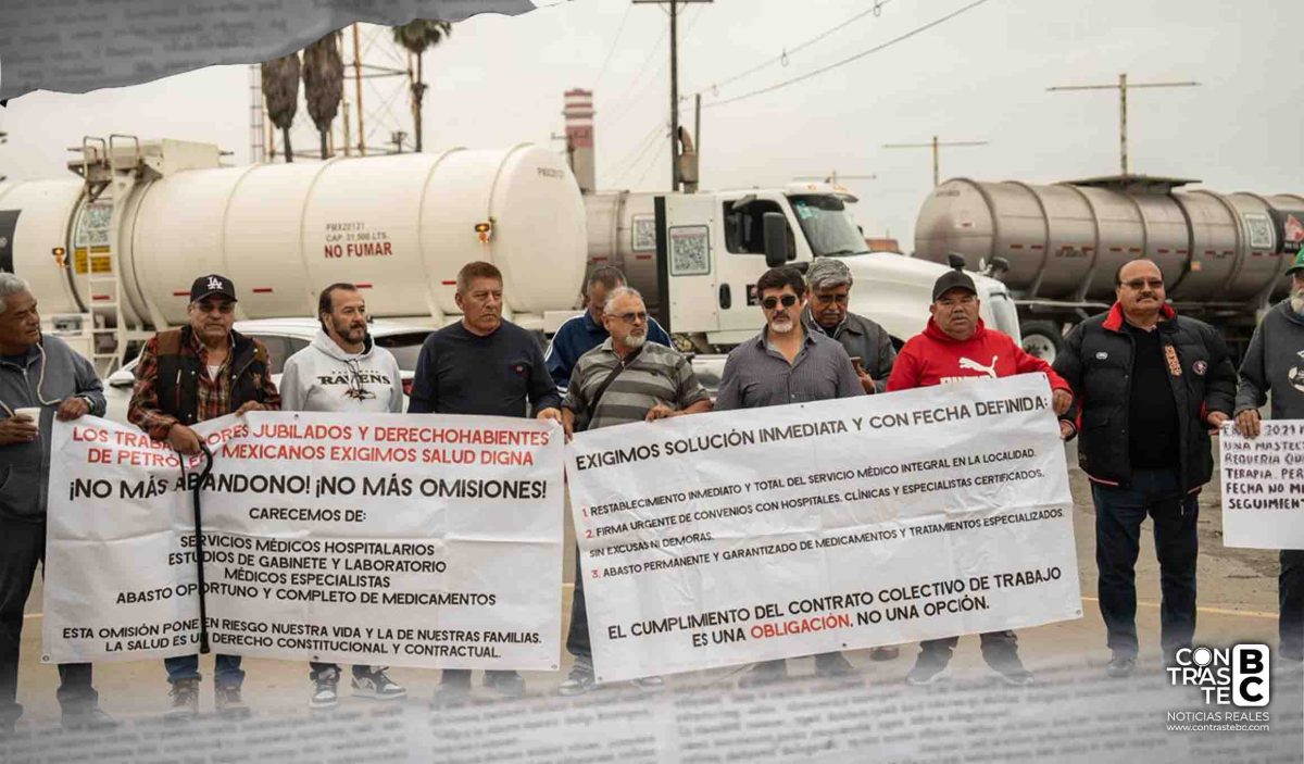 Jubilados de PEMEX protestan en Rosarito por deficiencias en atención médica