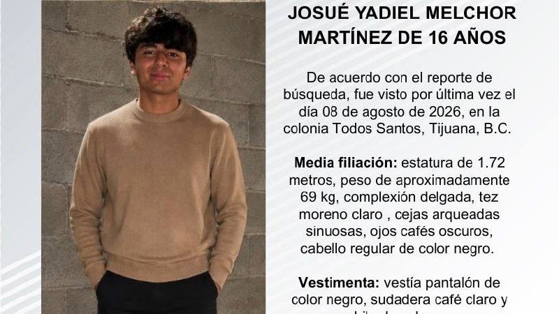 Fiscalía busca localizar a menor desaparecido en Tijuana