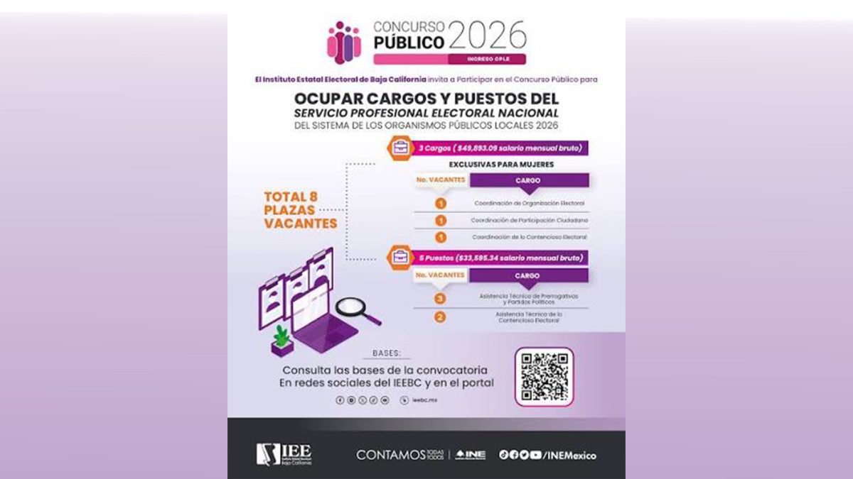 IEEBC abre convocatoria para ocho plazas en el Servicio Profesional Electoral Nacional 2026
