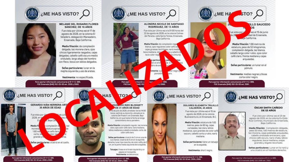 FGE localiza a siete personas desaparecidas en Ensenada, entre ellas tres menores