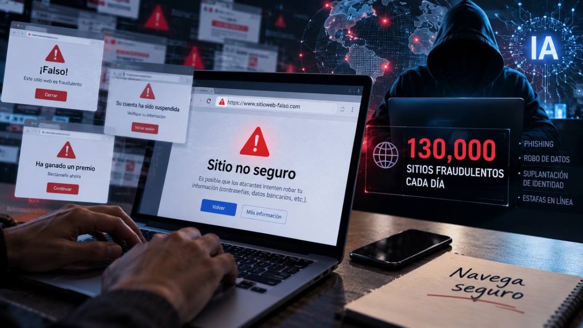 Detectan 130 mil sitios fraudulentos diarios: la IA dispara los ciberataques