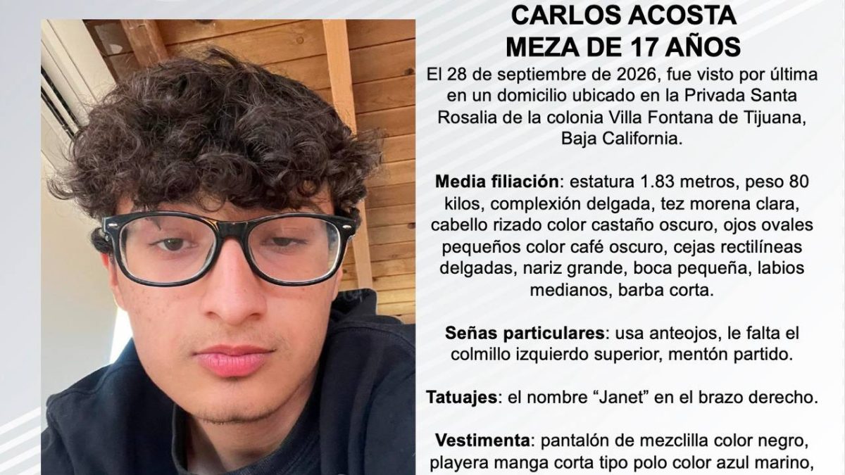 Buscan a Carlos Acosta Meza, adolescente desaparecido en Tijuana desde hace casi un mes