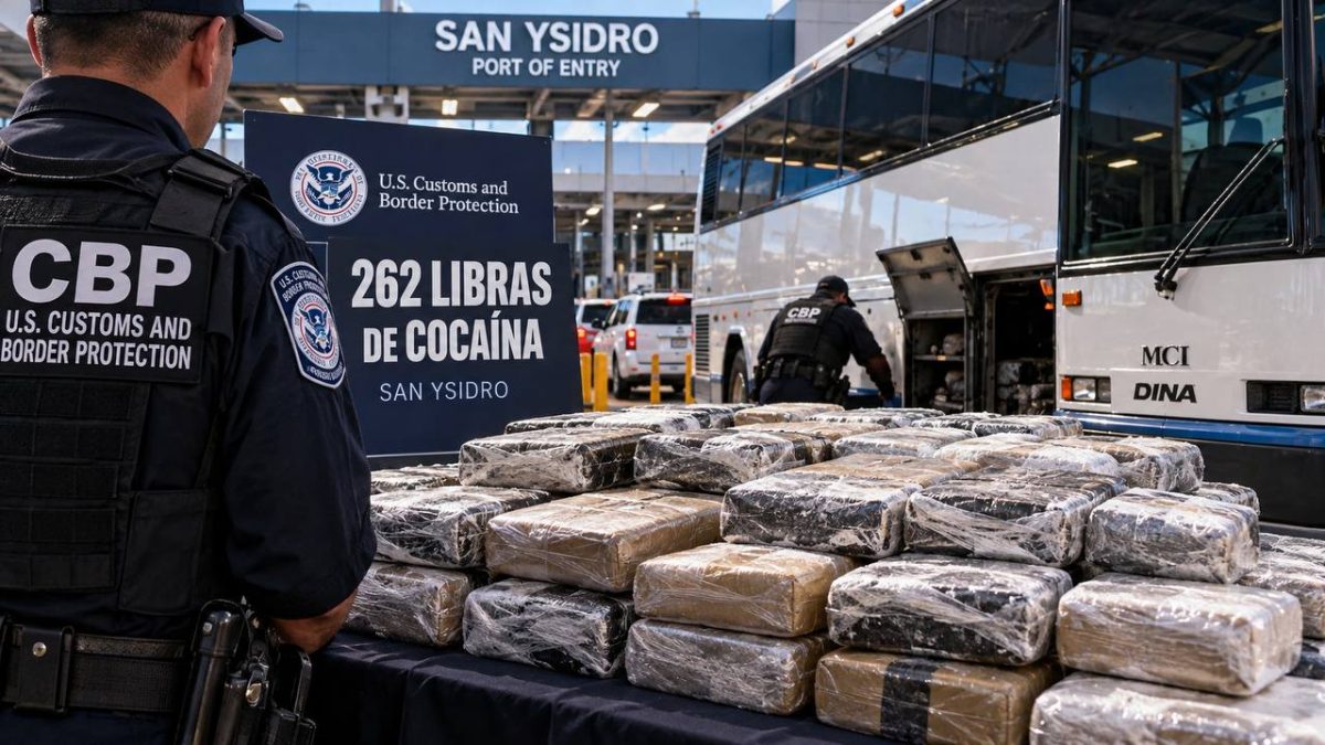 Confiscan 262 libras de cocaína ocultas en autobús en San Ysidro